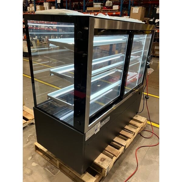 Scratch and Dent Avantco BCFD-60 59 1/8" Black Square Dry Bakery Display Case with LED Lighting
