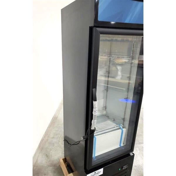 Scratch and Dent MainStreet Equipment GMC-12 23 5/8" Black Swing Glass Door Merchandiser Refrigerator - 120V