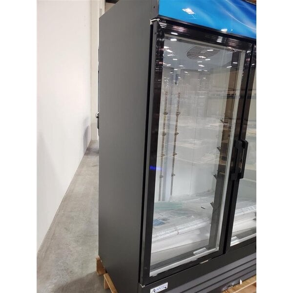 Scratch and Dent Avantco GDC-49-HC 53" Black Swing Glass Door Merchandiser Refrigerator with LED Lighting
