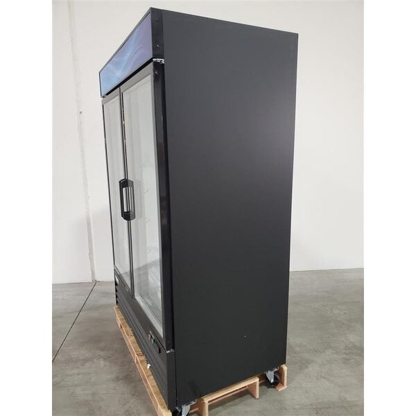 Scratch and Dent Avantco GDC-49-HC 53" Black Swing Glass Door Merchandiser Refrigerator with LED Lighting