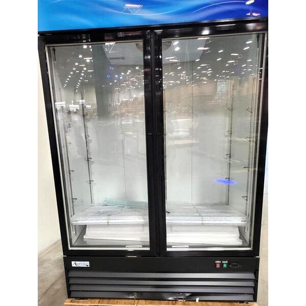 Scratch and Dent Avantco GDC-49-HC 53" Black Swing Glass Door Merchandiser Refrigerator with LED Lighting