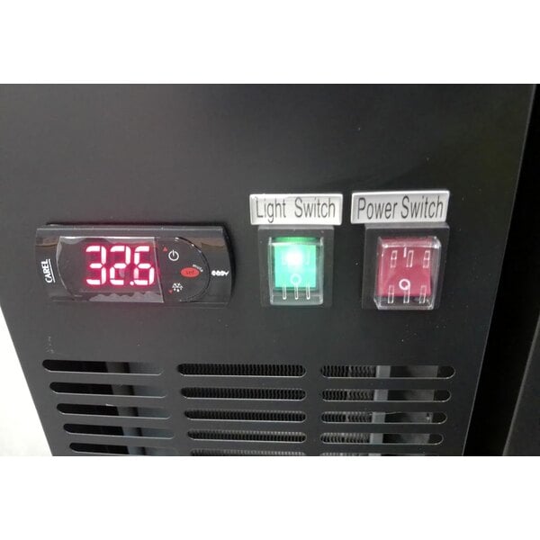 Scratch and Dent Avantco UBB-2-HC 59" Black Counter Height Solid Door Back Bar Refrigerator with LED Lighting