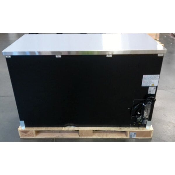 Scratch and Dent Avantco UBB-2-HC 59" Black Counter Height Solid Door Back Bar Refrigerator with LED Lighting