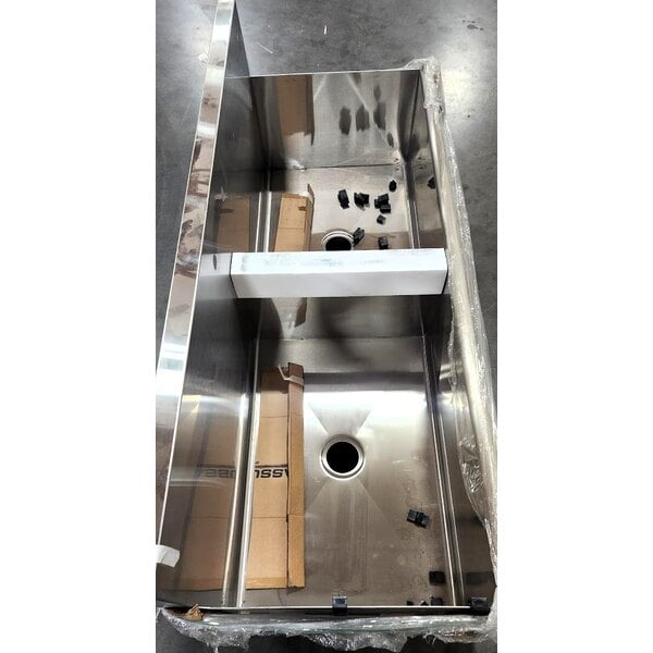 Scratch and Dent Regency 60" Two Compartment Commercial Utility Sink with 30" x 21" x 14" Sink Bowls