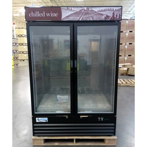 Scratch and Dent Avantco GDW-49-BB 53" Black Two Door Wine Merchandiser with Black Interior