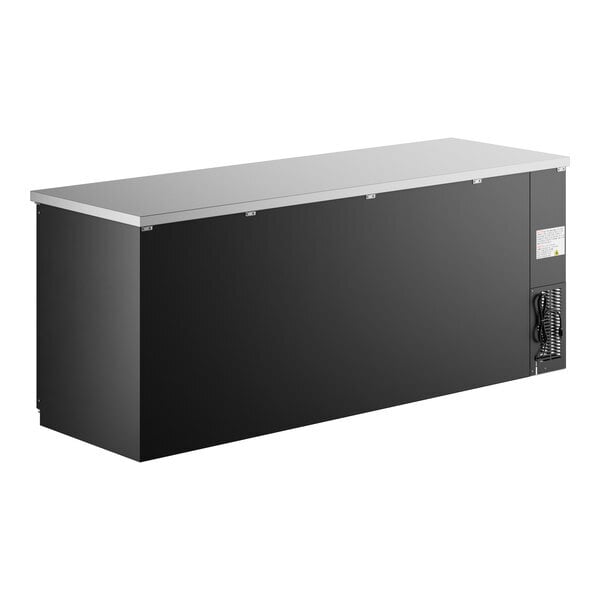 Scratch and Dent Avantco UBB-4G-HC 90" Black Counter Height Glass Door Back Bar Refrigerator with LED Lighting