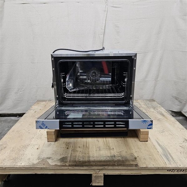 Scratch and Dent Moffat E23M3-T Turbofan Single Deck Half Size Electric Convection Oven with Mechanical Controls - 220-240V, 1 Phase, 3 kW