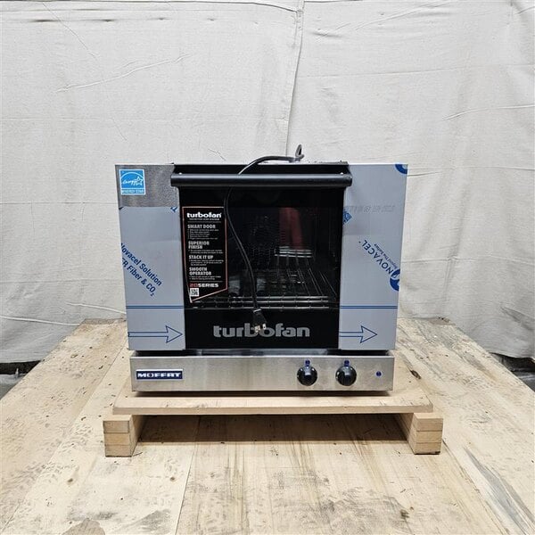 Scratch and Dent Moffat E23M3-T Turbofan Single Deck Half Size Electric Convection Oven with Mechanical Controls - 220-240V, 1 Phase, 3 kW