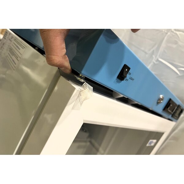 Scratch and Dent Summit Appliance ACR162GNSF456 EQTemp ACR Series 1.58 Cu. Ft. White / Blue Compact Glass Door Reach-In Medical Refrigerator with Temperature-Monitored Vaccine Storage - 115V