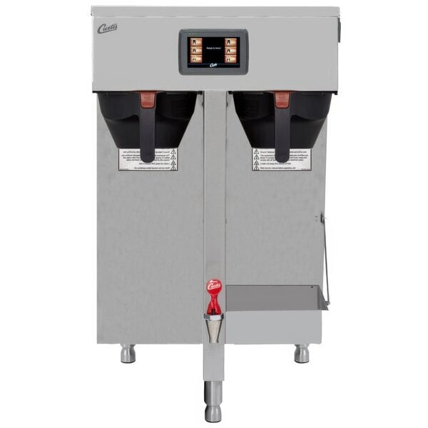 Scratch and Dent Curtis G4TP2T10A3500 G4 ThermoPro Twin 1.5 Gallon Coffee Brewer with Shelf - 220V