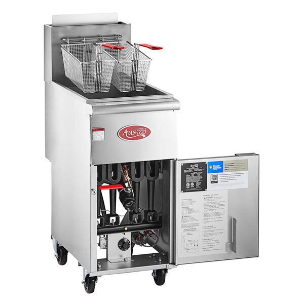 Scratch and Dent Avantco FF50 Liquid Propane 50 lb. Stainless Steel Floor Fryer - 120,000 BTU