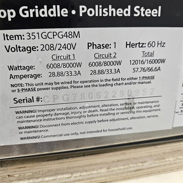 Scratch and Dent Cooking Performance Group G-CPG-48-M 48" Electric Countertop Griddle - 12,000W / 16,000W, 208 / 240V