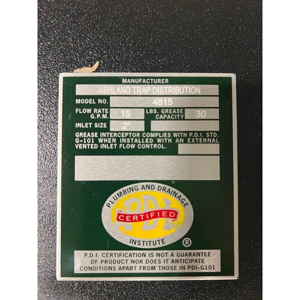 Scratch and Dent Ashland PolyTrap 4815 30 lb. Grease Trap with Threaded Connections