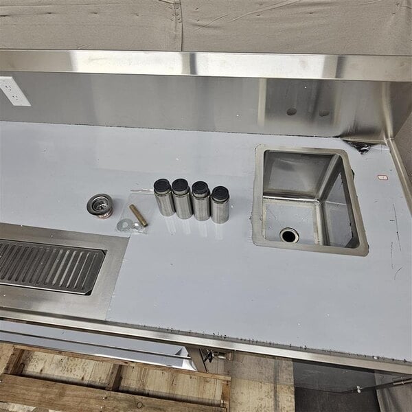 Scratch and Dent Regency 30" x 72" 16 Gauge Stainless Steel Beverage Table with Right Sink