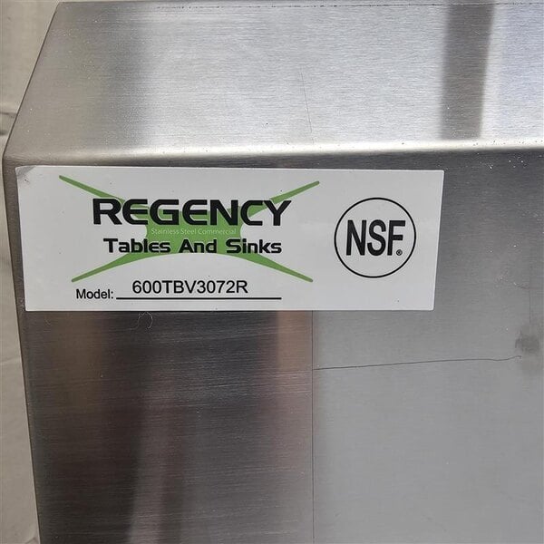 Scratch and Dent Regency 30" x 72" 16 Gauge Stainless Steel Beverage Table with Right Sink