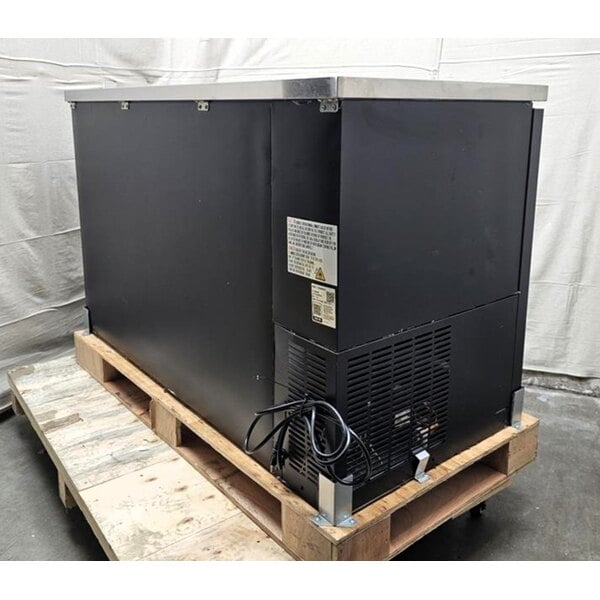 Scratch and Dent Avantco UBB-2G-HC 59" Black Counter Height Glass Door Back Bar Refrigerator with LED Lighting