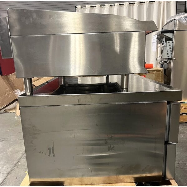 Scratch and Dent Cooking Performance Group G48T 48" Gas Countertop Griddle with Thermostatic Controls and 48", 2 Drawer Refrigerated Base - 120,000 BTU