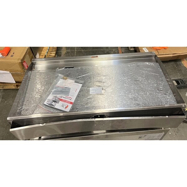 Scratch and Dent Cooking Performance Group G48T 48" Gas Countertop Griddle with Thermostatic Controls and 48", 2 Drawer Refrigerated Base - 120,000 BTU