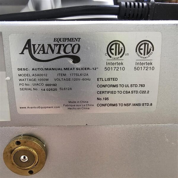 Scratch and Dent Avantco SL612A 12" Medium-Duty Automatic Meat Slicer with Manual Use Option - 1/2 hp