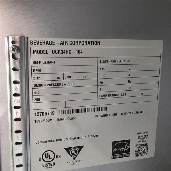 Scratch and Dent Beverage-Air UCR34HC-104 34" Low Profile Undercounter Refrigerator
