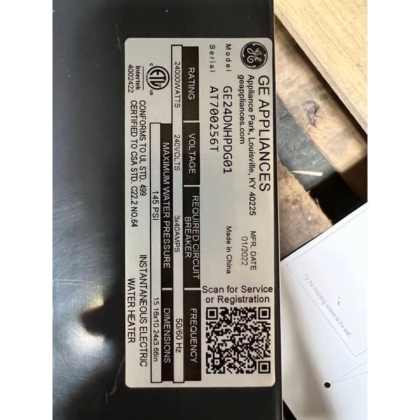 Scratch and Dent GE GE24DNHPDG Whole House Tankless Electric Water Heater - 240V, 24kW, 5.3 GPM