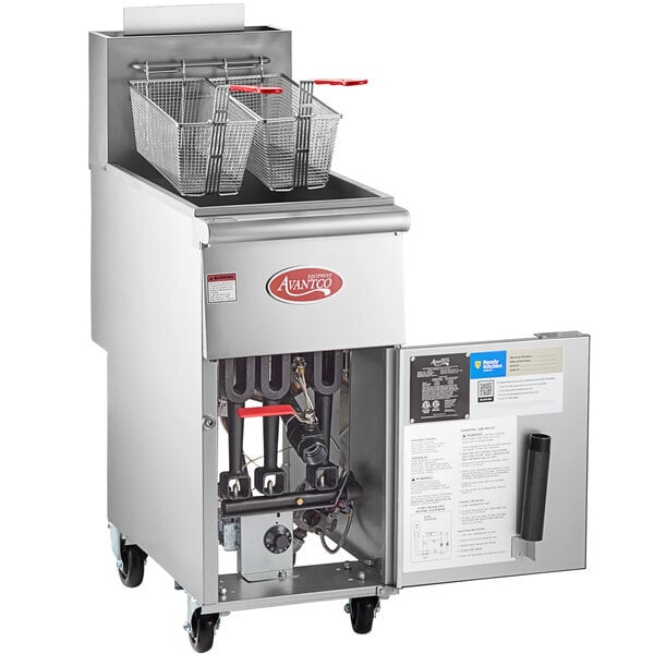 Scratch and Dent Avantco FF40 Liquid Propane 40 lb. Stainless Steel Floor Fryer - 90,000 BTU