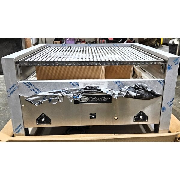 Scratch and Dent EmberGlo 5030102 41C 36" Natural Gas Open Hearth Mid-Closed Front Countertop Charbroiler - 85,000 BTU