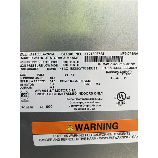 Scratch and Dent Manitowoc IDT1500A Indigo NXT 48" Air Cooled Cube Ice Machine with Bin - 208-230V, 1 Phase, 1668 lb.