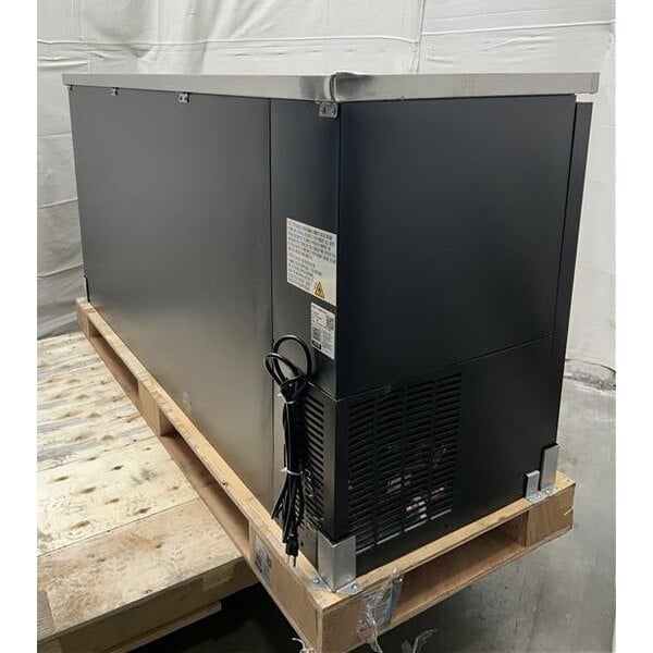Scratch and Dent Avantco UBB-72G-HC 73" Black Counter Height Narrow Glass Door Back Bar Refrigerator with LED Lighting