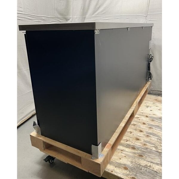 Scratch and Dent Avantco UBB-72G-HC 73" Black Counter Height Narrow Glass Door Back Bar Refrigerator with LED Lighting
