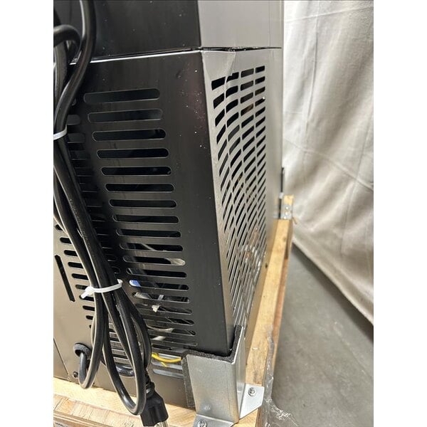 Scratch and Dent Avantco UBB-72G-HC 73" Black Counter Height Narrow Glass Door Back Bar Refrigerator with LED Lighting