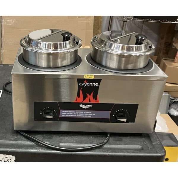 Scratch and Dent Vollrath 72040 Cayenne Twin Well 4 Qt. Countertop Rethermalizer / Warmer Package with Insets and Covers 120V, 1100W