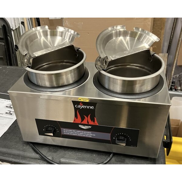 Scratch and Dent Vollrath 72040 Cayenne Twin Well 4 Qt. Countertop Rethermalizer / Warmer Package with Insets and Covers 120V, 1100W
