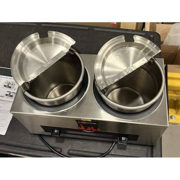 Scratch and Dent Vollrath 72040 Cayenne Twin Well 4 Qt. Countertop Rethermalizer / Warmer Package with Insets and Covers 120V, 1100W