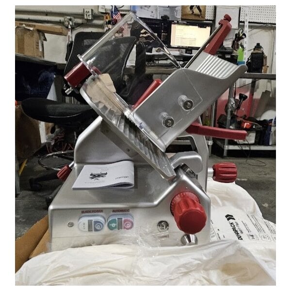 Scratch and Dent Berkel B12A-SLC 12" Medium-Duty Automatic Gravity Feed Meat Slicer with Manual Use Option - 1/2 hp