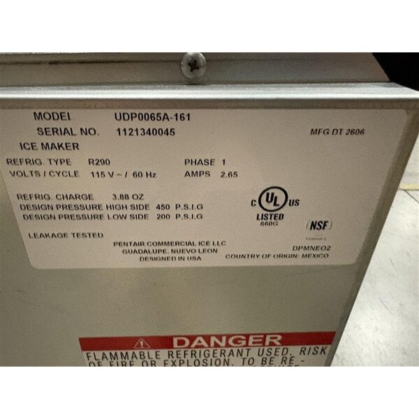Scratch and Dent Manitowoc UDP-0065A NEO 19 11/16" Air Cooled Undercounter Dice Cube Ice Machine with 31 lb. Bin - 115V, 62 lb.