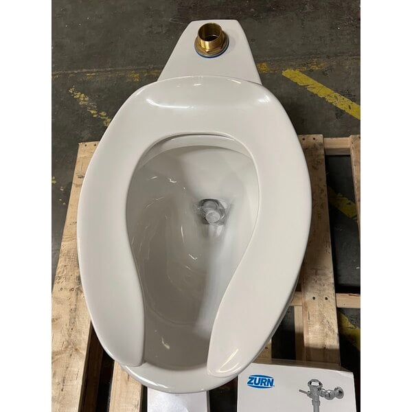Scratch and Dent Zurn Elkay One Z.WC3.AM Manual Toilet System with ADA Height Floor Mounted Toilet and Flush Valve - 1.1 GPF