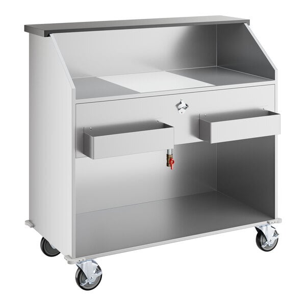 Scratch and Dent Regency 48" Basic Stainless Steel Portable Bar with Two Removable Speed Rails and Ice Bin