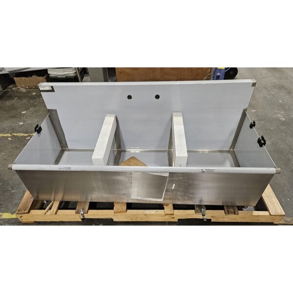 Scratch and Dent Regency 60" Three Compartment Commercial Utility Sink with 20" x 24" x 14" Sink Bowls