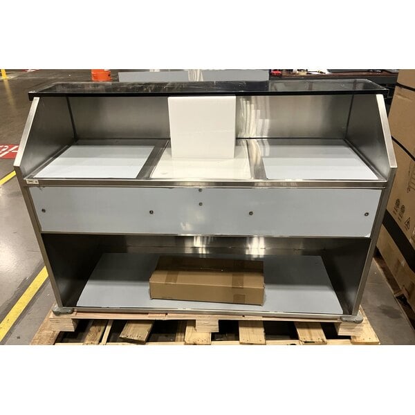 Scratch and Dent Regency 63" Basic Stainless Steel Portable Bar with Two Removable Speed Rails and Ice Bin