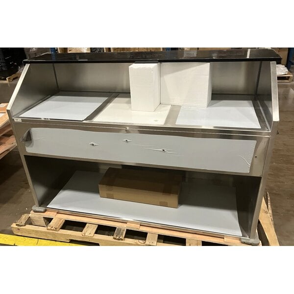 Scratch and Dent Regency 63" Basic Stainless Steel Portable Bar with Two Removable Speed Rails and Ice Bin