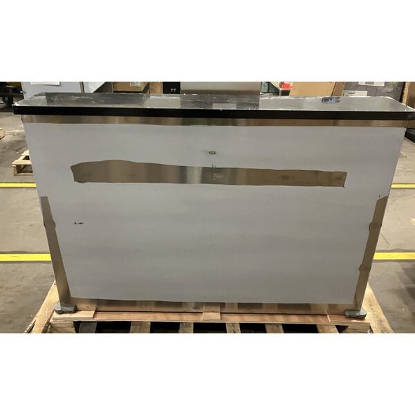 Scratch and Dent Regency 63" Basic Stainless Steel Portable Bar with Two Removable Speed Rails and Ice Bin
