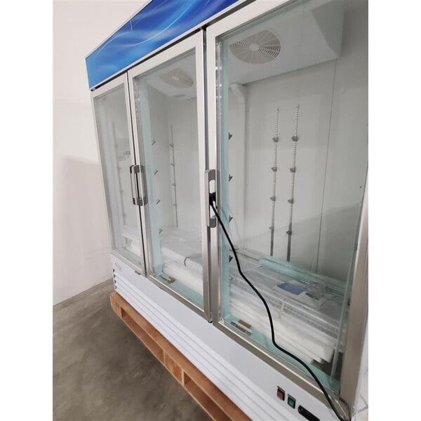 Scratch and Dent Avantco GDC-69-HC 78 1/4" White Swing Glass Door Merchandiser Refrigerator with LED Lighting