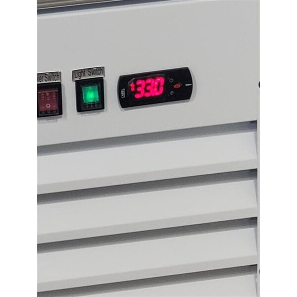 Scratch and Dent Avantco GDC-69-HC 78 1/4" White Swing Glass Door Merchandiser Refrigerator with LED Lighting