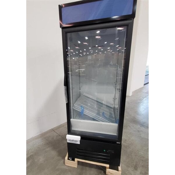Scratch and Dent MainStreet Equipment GMC-23 28" Black Swing Glass Door Merchandiser Refrigerator - 120V