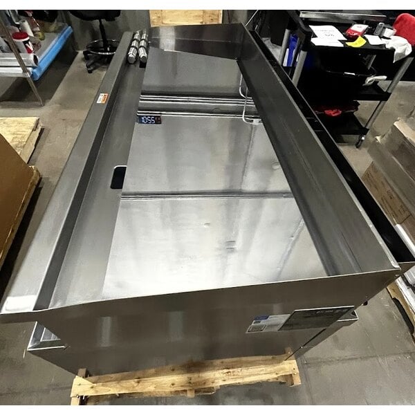 Scratch and Dent Cooking Performance Group 60N Ultra Series 60" Chrome Plated Natural Gas 5-Burner Countertop Griddle and 2 Drawer Refrigerated Base - 150,000 BTU