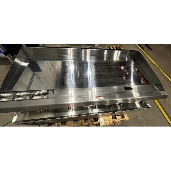 Scratch and Dent Cooking Performance Group 60N Ultra Series 60" Chrome Plated Natural Gas 5-Burner Countertop Griddle and 2 Drawer Refrigerated Base - 150,000 BTU