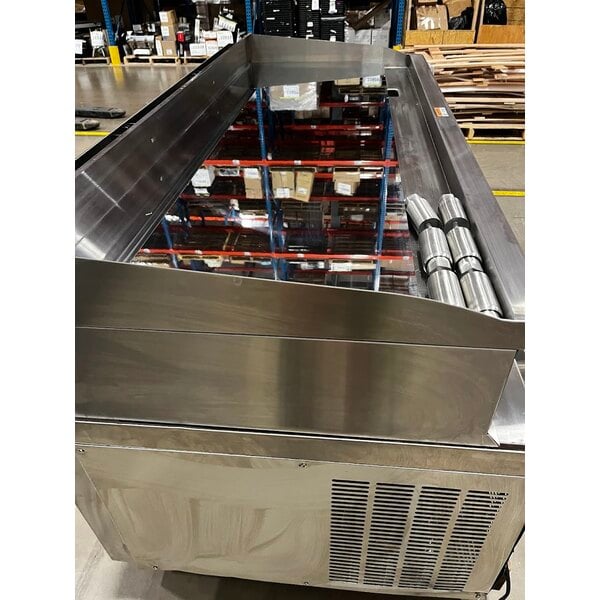 Scratch and Dent Cooking Performance Group 60N Ultra Series 60" Chrome Plated Natural Gas 5-Burner Countertop Griddle and 2 Drawer Refrigerated Base - 150,000 BTU