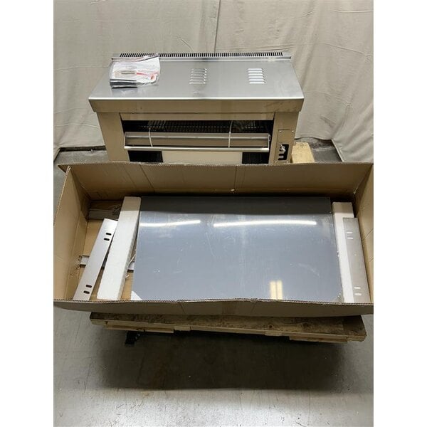 Scratch and Dent Cooking Performance Group S-36-SB-N 36" Natural Gas Infrared Salamander Broiler with 36" Heat Shield and Mounting Brackets - 36,000 BTU