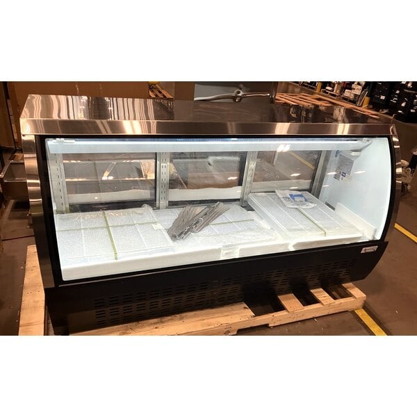 Scratch and Dent Avantco DLC82-HC-B 82" Black Curved Glass Refrigerated Deli Case